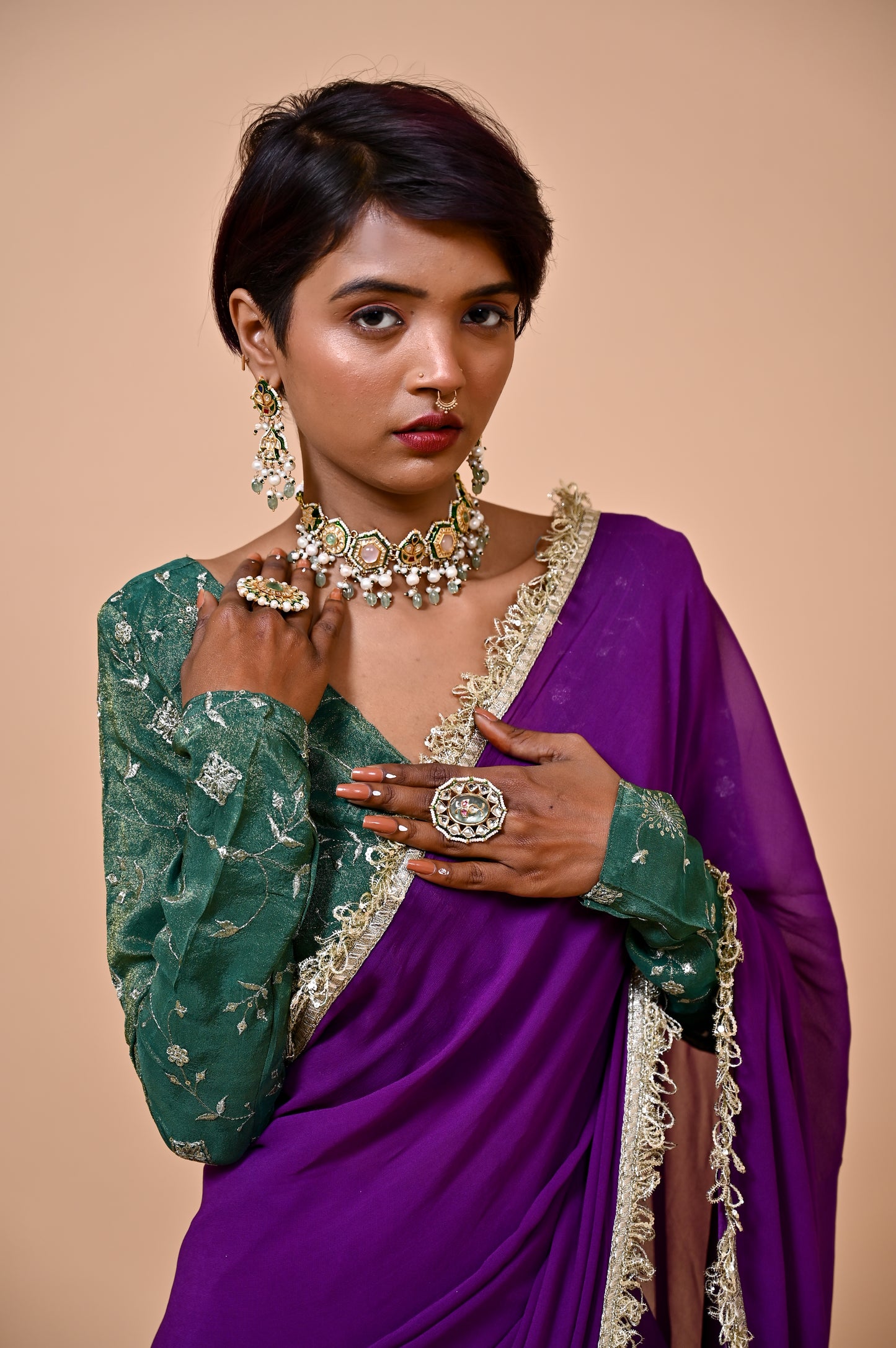 Purple Maharani Saree with Blouse