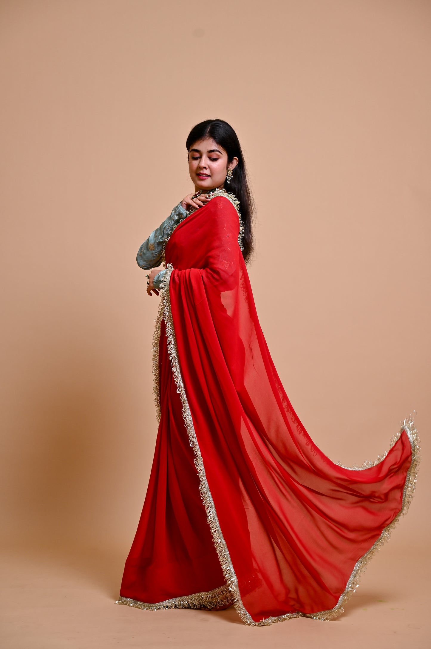 Red Maharani Saree with Blouse