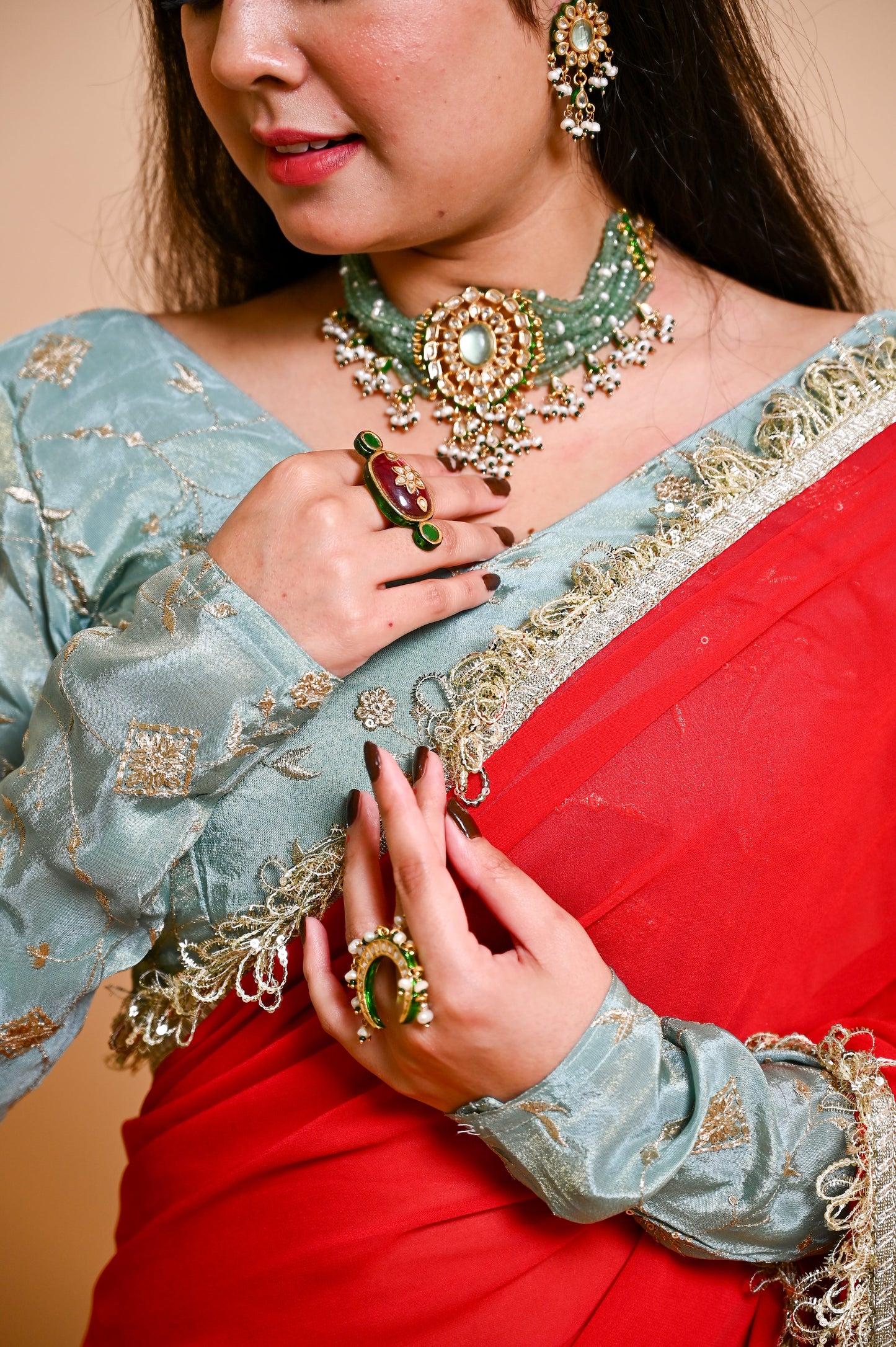 Red Maharani Saree with Blouse