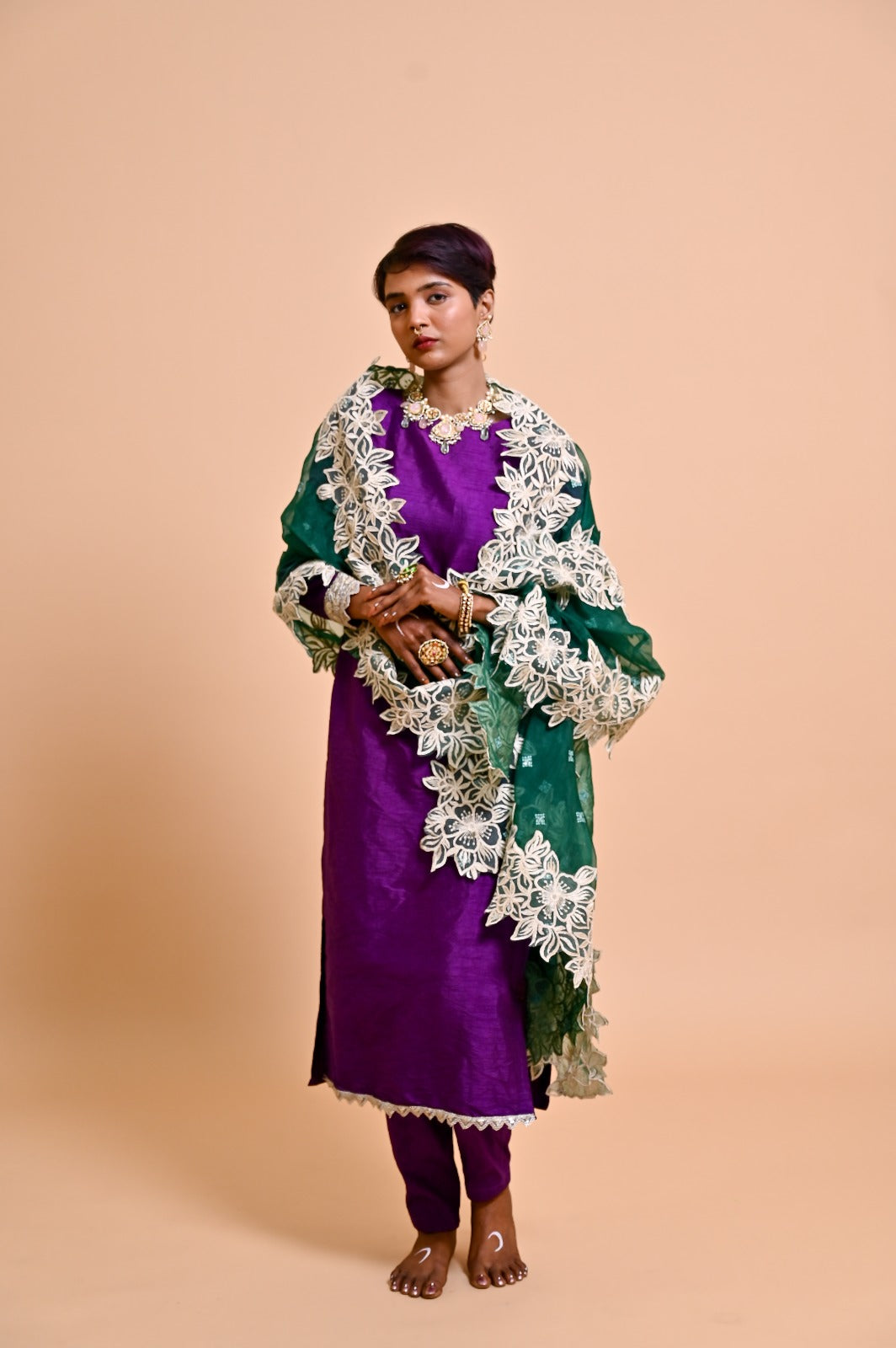 Purple Maharani Suit Set with Dupatta